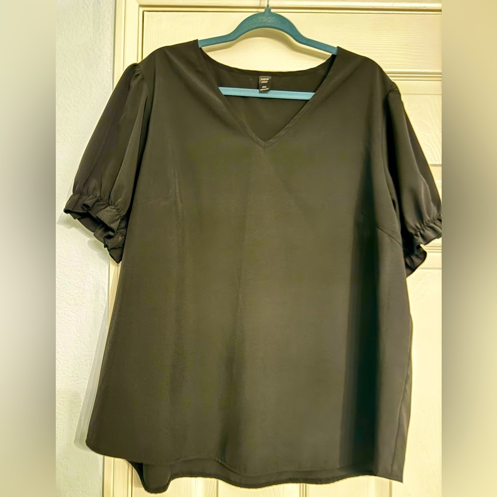 Black V-Neck Women's Top